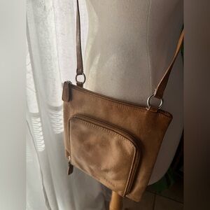 Fossil Leather Elegant Tan Crossbody Bag‎
